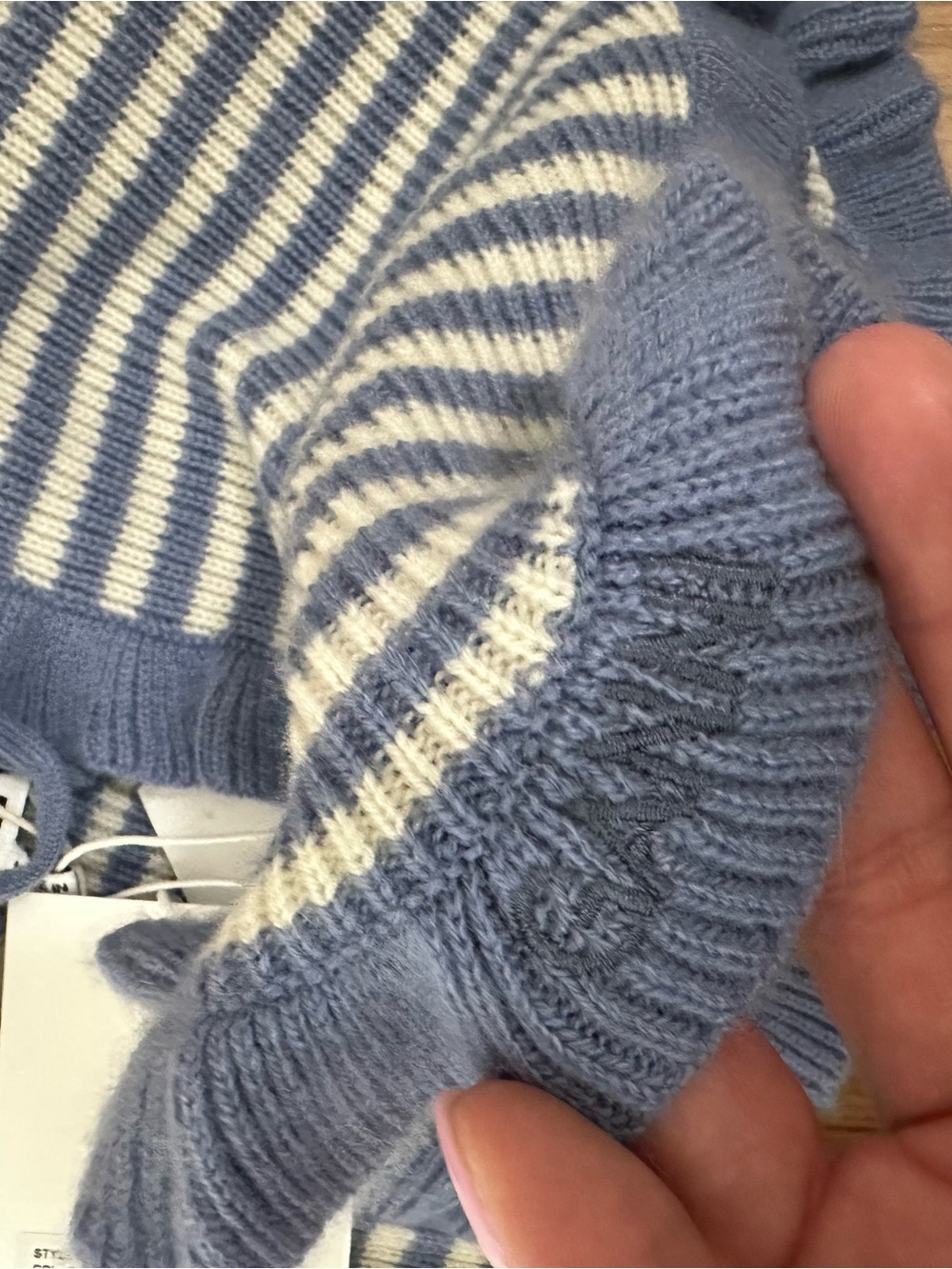 NWT Ganni Blue and White Striped Knit Cashmere & Wool Collar - Picture 5 of 6